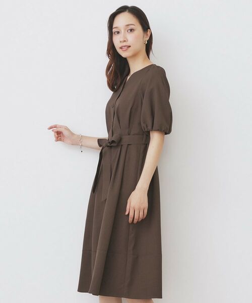 index / インデックス ミニ丈・ひざ丈ワンピース | タックパフスリーブワンピース【洗濯機洗い可/イージーアイロン】 | 詳細9