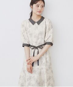 index / インデックス ミニ丈・ひざ丈ワンピース | 2WAY パネルフラワーバイカラーワンピース【洗濯機洗い可/イージーアイロン】
