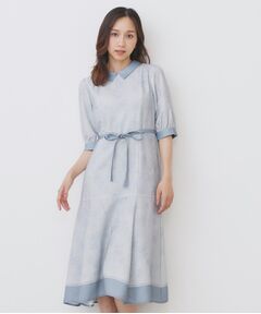 index / インデックス ミニ丈・ひざ丈ワンピース | 2WAY パネルフラワーバイカラーワンピース【洗濯機洗い可/イージーアイロン】