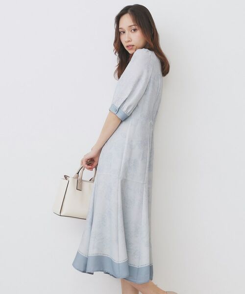 index / インデックス ミニ丈・ひざ丈ワンピース | 2WAY パネルフラワーバイカラーワンピース【洗濯機洗い可/イージーアイロン】 | 詳細10