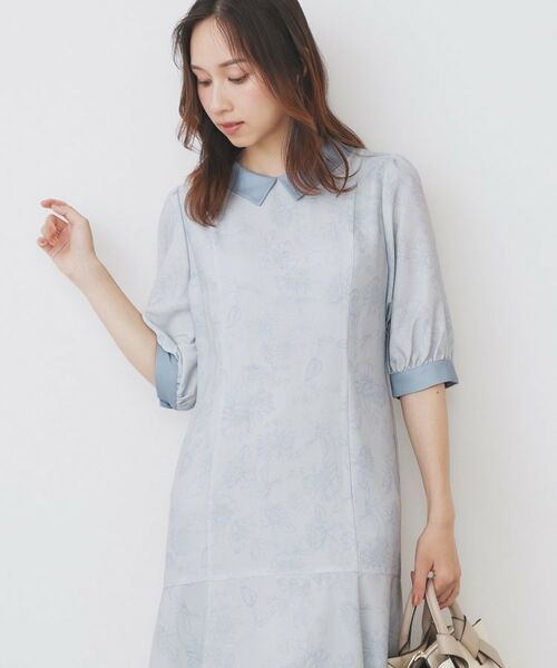 index / インデックス ミニ丈・ひざ丈ワンピース | 2WAY パネルフラワーバイカラーワンピース【洗濯機洗い可/イージーアイロン】 | 詳細11