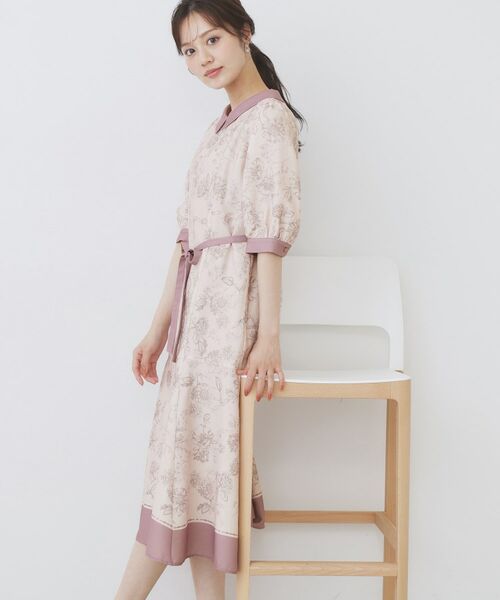 index / インデックス ミニ丈・ひざ丈ワンピース | 2WAY パネルフラワーバイカラーワンピース【洗濯機洗い可/イージーアイロン】 | 詳細15