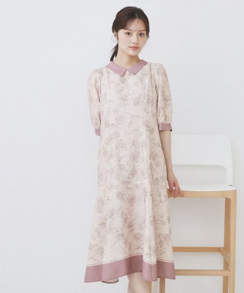 index / インデックス ミニ丈・ひざ丈ワンピース | 2WAY パネルフラワーバイカラーワンピース【洗濯機洗い可/イージーアイロン】 | 詳細16