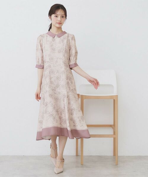 index / インデックス ミニ丈・ひざ丈ワンピース | 2WAY パネルフラワーバイカラーワンピース【洗濯機洗い可/イージーアイロン】 | 詳細17