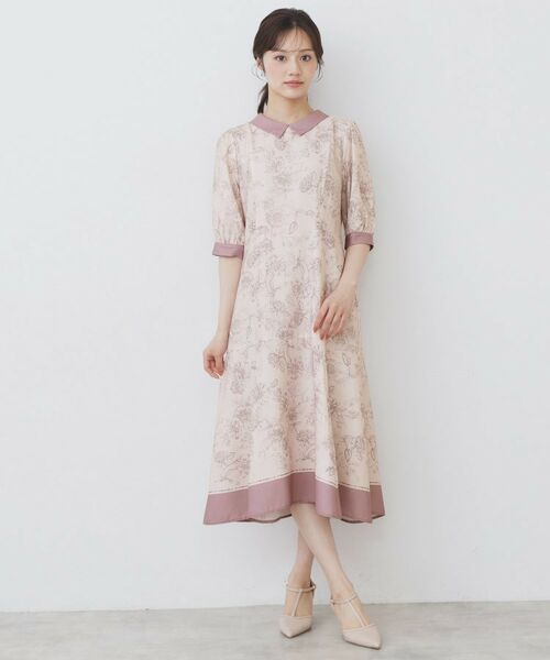 index / インデックス ミニ丈・ひざ丈ワンピース | 2WAY パネルフラワーバイカラーワンピース【洗濯機洗い可/イージーアイロン】 | 詳細19