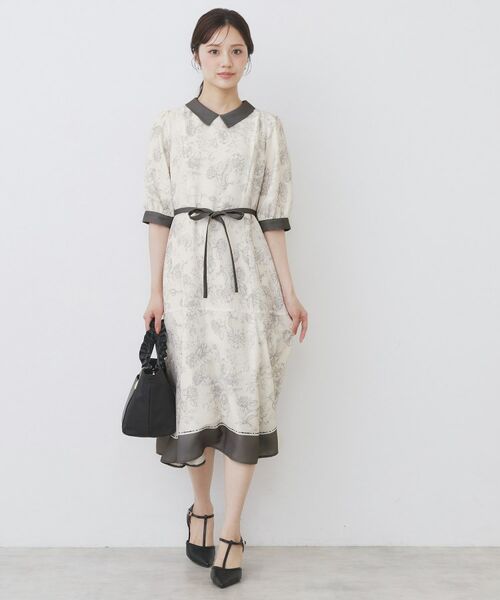 index / インデックス ミニ丈・ひざ丈ワンピース | 2WAY パネルフラワーバイカラーワンピース【洗濯機洗い可/イージーアイロン】 | 詳細2