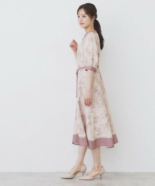 index / インデックス ミニ丈・ひざ丈ワンピース | 2WAY パネルフラワーバイカラーワンピース【洗濯機洗い可/イージーアイロン】 | 詳細20