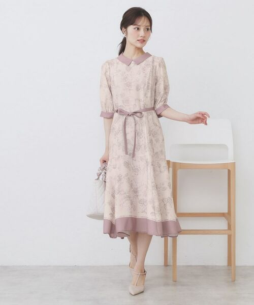 index / インデックス ミニ丈・ひざ丈ワンピース | 2WAY パネルフラワーバイカラーワンピース【洗濯機洗い可/イージーアイロン】 | 詳細22