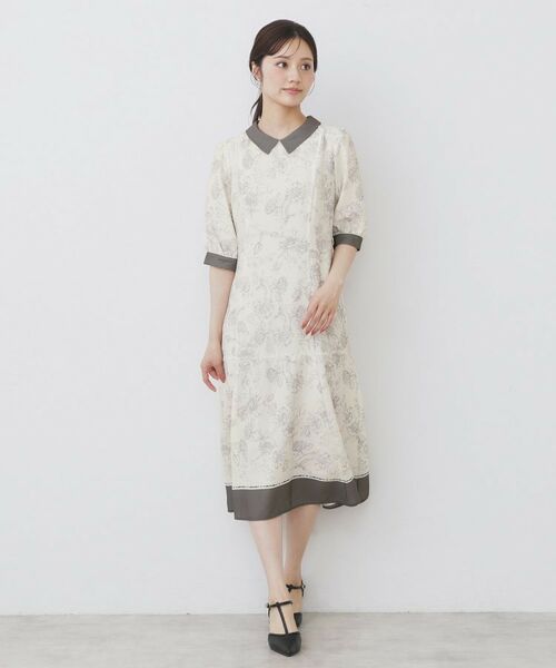 index / インデックス ミニ丈・ひざ丈ワンピース | 2WAY パネルフラワーバイカラーワンピース【洗濯機洗い可/イージーアイロン】 | 詳細5