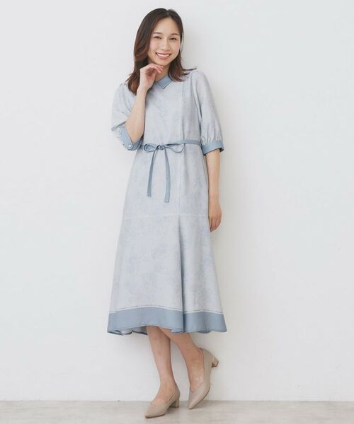 index / インデックス ミニ丈・ひざ丈ワンピース | 2WAY パネルフラワーバイカラーワンピース【洗濯機洗い可/イージーアイロン】 | 詳細7