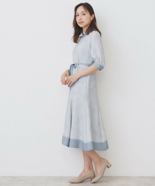 index / インデックス ミニ丈・ひざ丈ワンピース | 2WAY パネルフラワーバイカラーワンピース【洗濯機洗い可/イージーアイロン】 | 詳細8