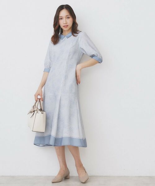 index / インデックス ミニ丈・ひざ丈ワンピース | 2WAY パネルフラワーバイカラーワンピース【洗濯機洗い可/イージーアイロン】 | 詳細9