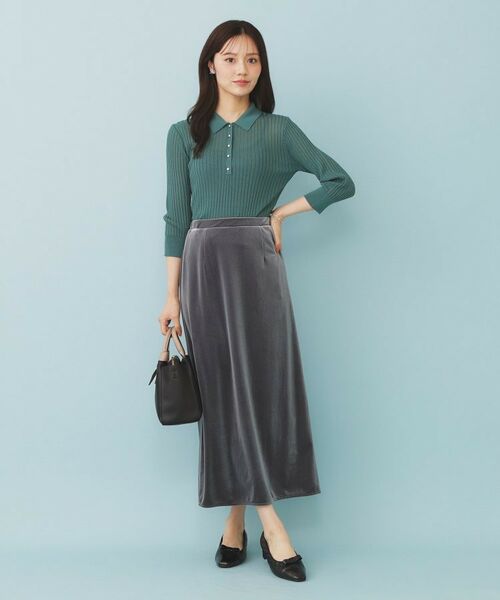 index / インデックス ロング・マキシ丈スカート | ベロアジャージナロースカート【洗濯機洗い可】 | 詳細2