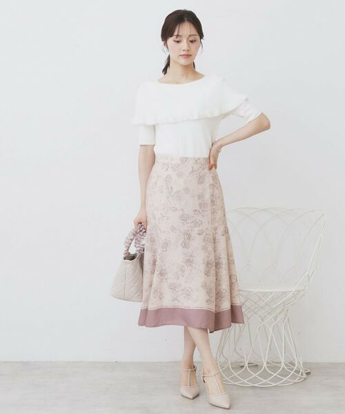 index / インデックス スカート | パネルフラワープリントフレアスカート【洗濯機洗い可/イージーアイロン】 | 詳細3