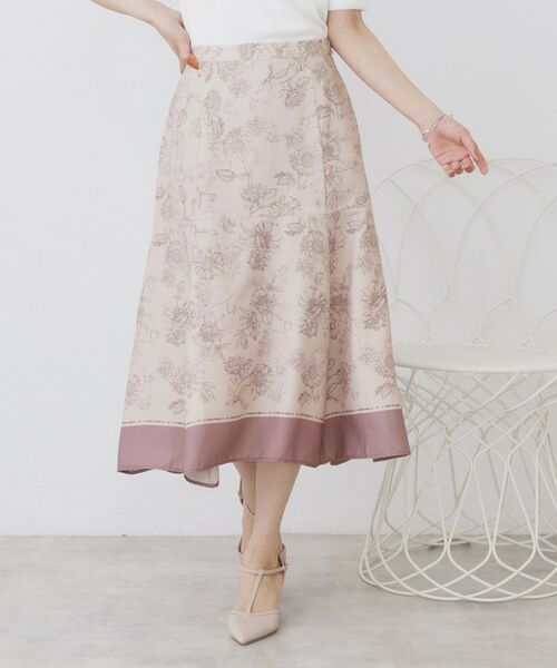 index/インデックス パネルフラワープリントフレアスカート【洗濯機洗い可/イージーアイロン】 ピンク(171) 36(S)