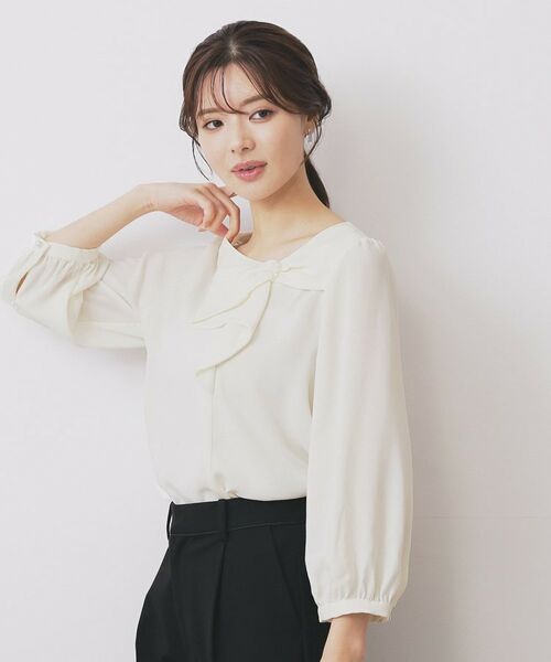 index / インデックス シャツ・ブラウス | パール調リボンブラウス【洗濯機洗い可/イージーアイロン】 | 詳細1