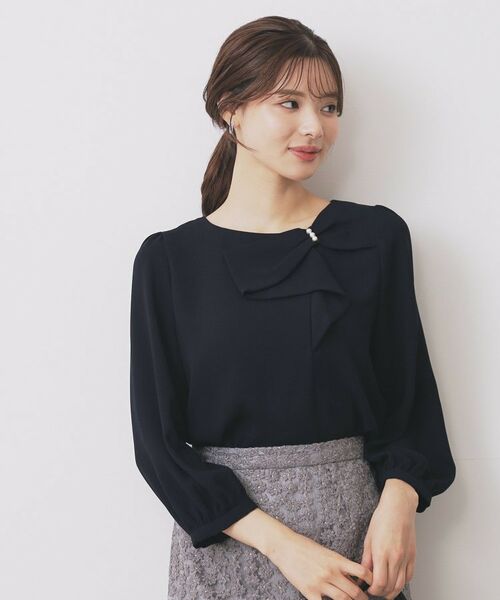 index / インデックス シャツ・ブラウス | パール調リボンブラウス【洗濯機洗い可/イージーアイロン】 | 詳細5