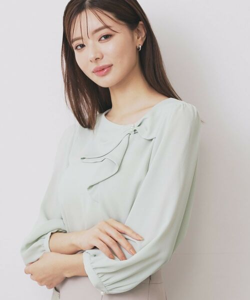 index / インデックス シャツ・ブラウス | パール調リボンブラウス【洗濯機洗い可/イージーアイロン】 | 詳細9