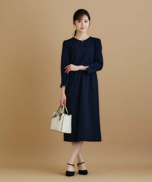 index / インデックス ミニ丈・ひざ丈ワンピース | ストレッチキーネックワンピース【洗濯機OK/イージーアイロン】 | 詳細10