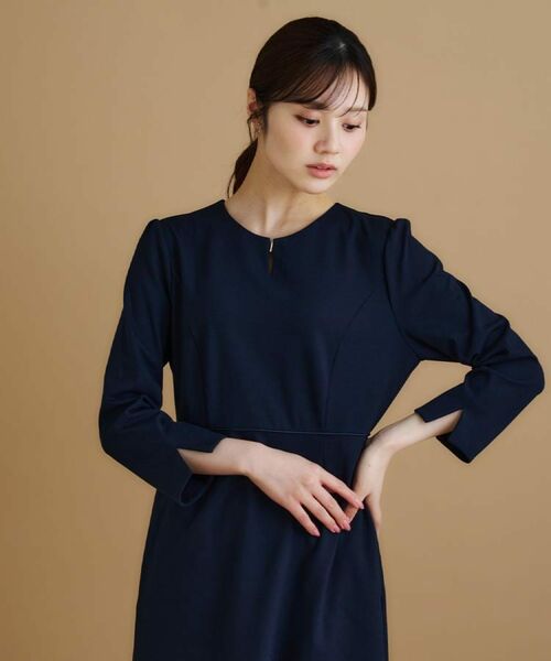 index / インデックス ミニ丈・ひざ丈ワンピース | ストレッチキーネックワンピース【洗濯機OK/イージーアイロン】 | 詳細11