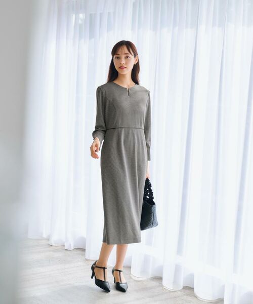 index / インデックス ミニ丈・ひざ丈ワンピース | ストレッチキーネックワンピース【洗濯機OK/イージーアイロン】 | 詳細13