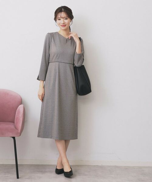 index / インデックス ミニ丈・ひざ丈ワンピース | ストレッチキーネックワンピース【洗濯機OK/イージーアイロン】 | 詳細17