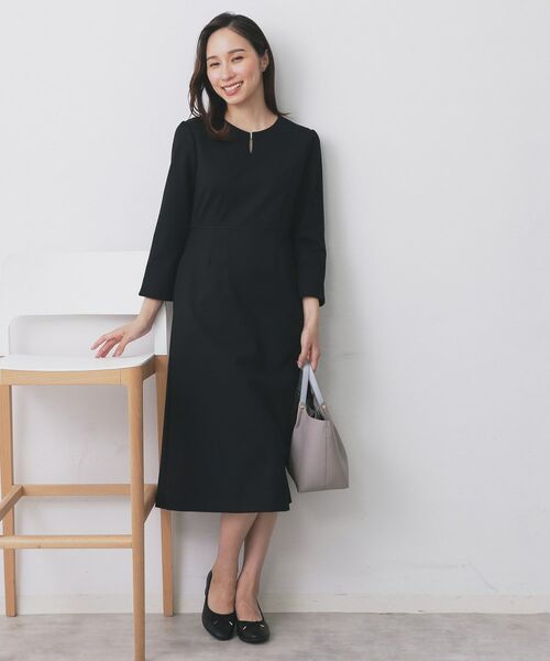 index / インデックス ミニ丈・ひざ丈ワンピース | ストレッチキーネックワンピース【洗濯機OK/イージーアイロン】 | 詳細2