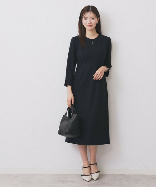 index / インデックス ミニ丈・ひざ丈ワンピース | ストレッチキーネックワンピース【洗濯機OK/イージーアイロン】 | 詳細6