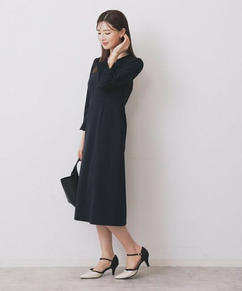 index / インデックス ミニ丈・ひざ丈ワンピース | ストレッチキーネックワンピース【洗濯機OK/イージーアイロン】 | 詳細7