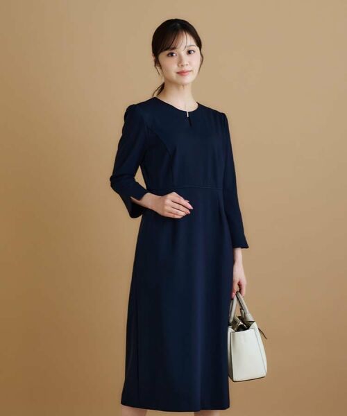index / インデックス ミニ丈・ひざ丈ワンピース | ストレッチキーネックワンピース【洗濯機OK/イージーアイロン】 | 詳細8