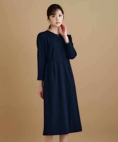 index / インデックス ミニ丈・ひざ丈ワンピース | ストレッチキーネックワンピース【洗濯機OK/イージーアイロン】 | 詳細9