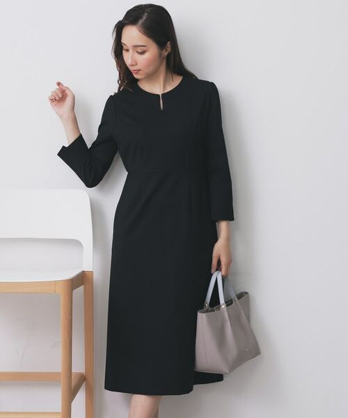 index/インデックス ストレッチキーネックワンピース【洗濯機洗い可/イージーアイロン】 ブラック(019) 42(LL) index/インデックス ストレッチキーネックワンピース【洗濯機洗い可/イージーアイロン】 ブラック(019) 42(LL)