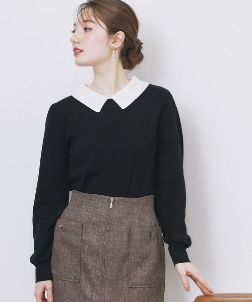 index / インデックス ニット・セーター | バイカラー衿付きニット【洗濯機OK】 | 詳細1