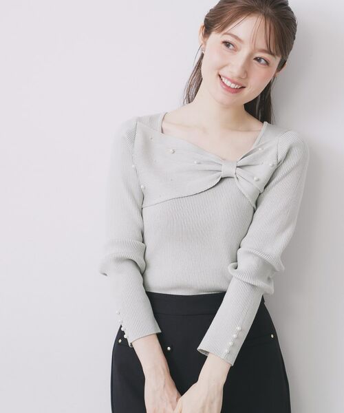 index / インデックス ニット・セーター | リボンパール調リブニット【洗濯機OK】(ミントグリーン(021))