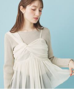 index / インデックス ニット・セーター | 《ツインセット》チュールキャミ×ラメリブニット【洗濯機OK】