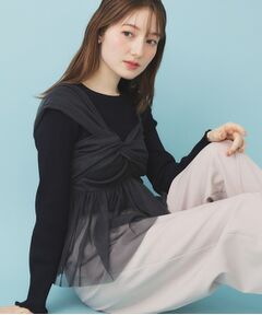 index / インデックス ニット・セーター | 《ツインセット》チュールキャミ×ラメリブニット【洗濯機OK】