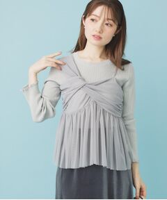 index / インデックス ニット・セーター | 《ツインセット》チュールキャミ×ラメリブニット【洗濯機OK】