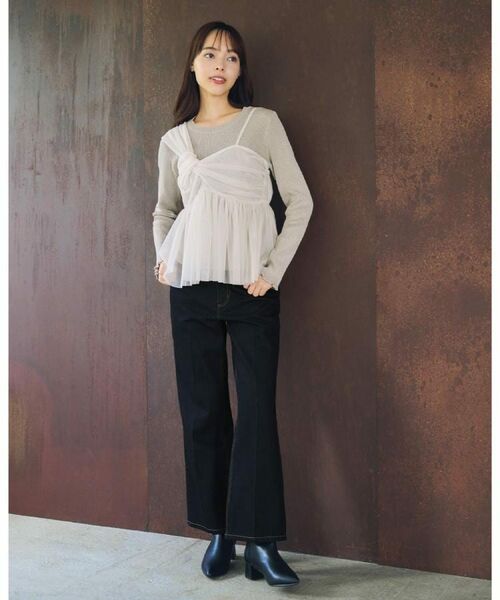 index / インデックス ニット・セーター | 《ツインセット》チュールキャミ×ラメリブニット【洗濯機OK】 | 詳細2