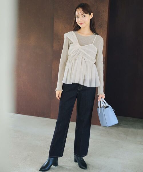 index / インデックス ニット・セーター | 《ツインセット》チュールキャミ×ラメリブニット【洗濯機OK】 | 詳細3