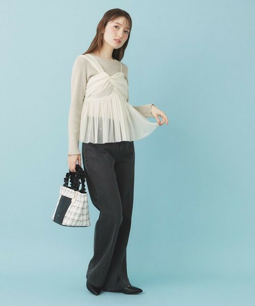 index / インデックス ニット・セーター | 《ツインセット》チュールキャミ×ラメリブニット【洗濯機OK】 | 詳細6