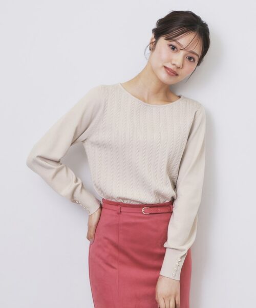 index / インデックス ニット・セーター | ボートネックケーブルニット【洗濯機OK/抗ピル】 | 詳細3