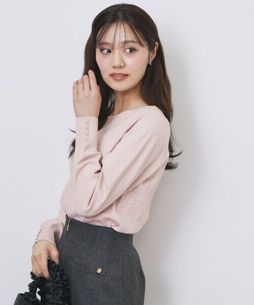 index / インデックス ニット・セーター | ボートネックケーブルニット【洗濯機OK/抗ピル】 | 詳細7