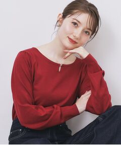 index / インデックス ニット・セーター | パール調パーツ付きクルーネックニット【洗濯機OK】《8col/XS～3L》