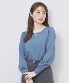 index / インデックス ニット・セーター | パール調パーツ付きクルーネックニット【洗濯機OK】《8col/XS～3L》