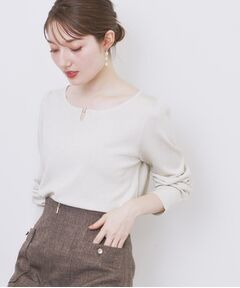 index / インデックス ニット・セーター | パール調パーツ付きクルーネックニット【洗濯機OK】《8col/XS～3L》