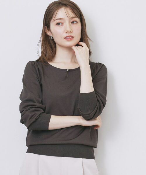 index / インデックス ニット・セーター | パール調パーツ付きクルーネックニット【洗濯機OK】《8col/XS～3L》 | 詳細10