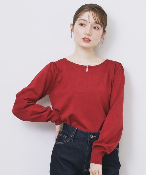 index / インデックス ニット・セーター | パール調パーツ付きクルーネックニット【洗濯機OK】《8col/XS～3L》 | 詳細18