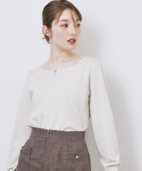 index / インデックス ニット・セーター | パール調パーツ付きクルーネックニット【洗濯機OK】《8col/XS～3L》 | 詳細26