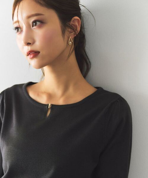 index / インデックス ニット・セーター | パール調パーツ付きクルーネックニット【洗濯機OK】《8col/XS～3L》 | 詳細5