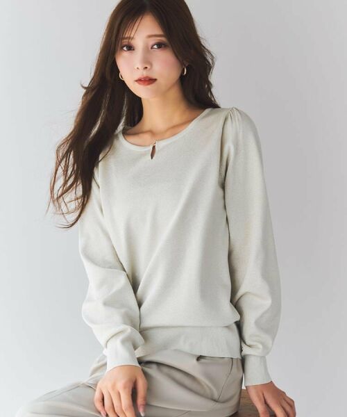 index / インデックス ニット・セーター | パール調パーツ付きクルーネックニット【洗濯機OK】《8col/XS～3L》 | 詳細7